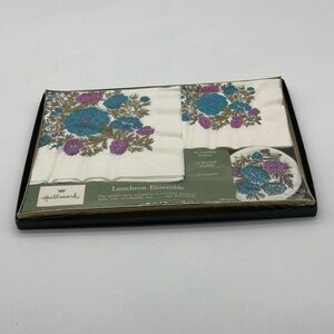 Hallmark Luncheon Flower Power Mid Century‎ Napkins New Vintage 60's Blue Purple